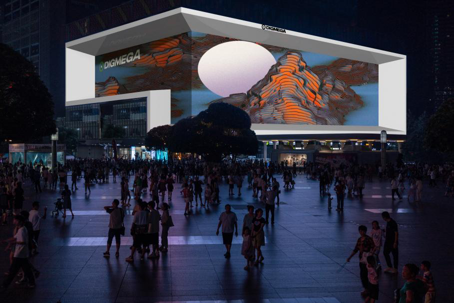 A corner LED installation used for China 3D billboard advertising