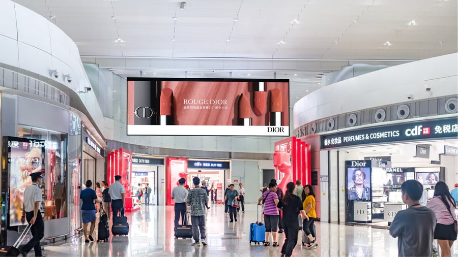 T2 International Departure Duty-Free Zone Overhead Digital Billboard